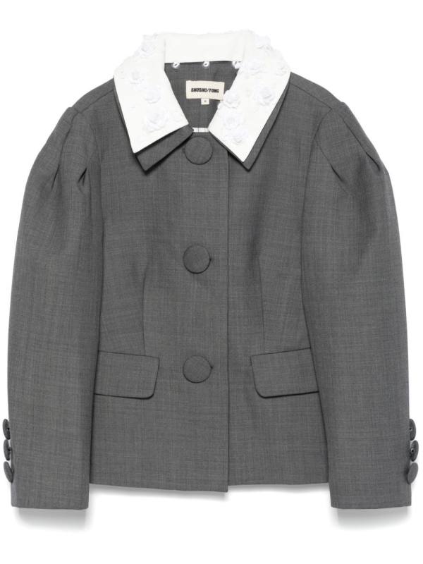 sequinned-collar jacket