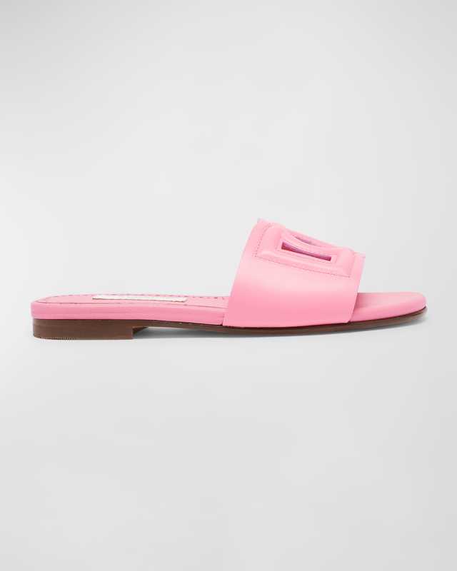 Girl's DG Cutout Leather Slide Sandals, Toddlers/Kids
