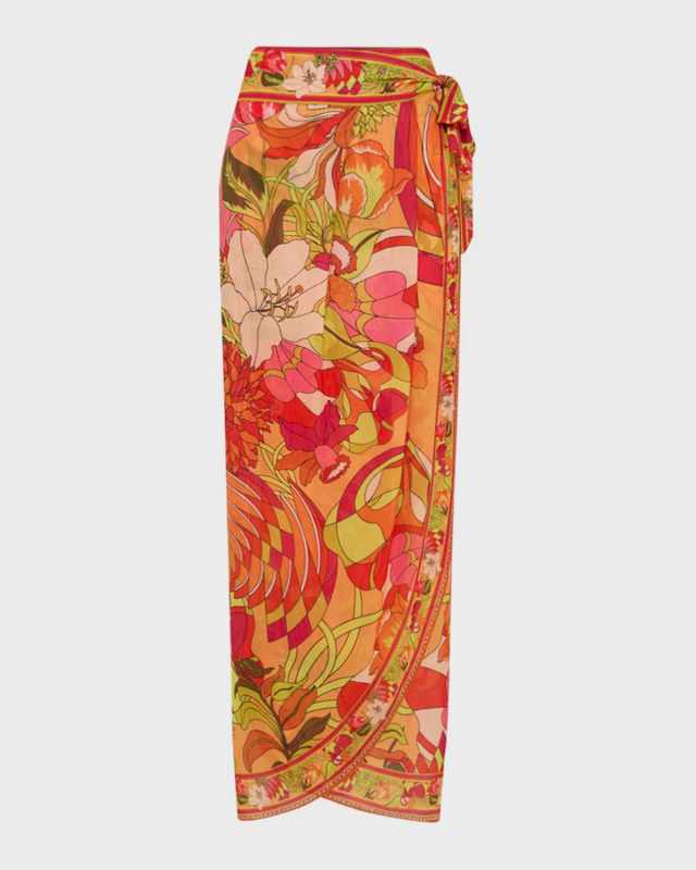The Flower Child Society Long Draped Sarong Coverup