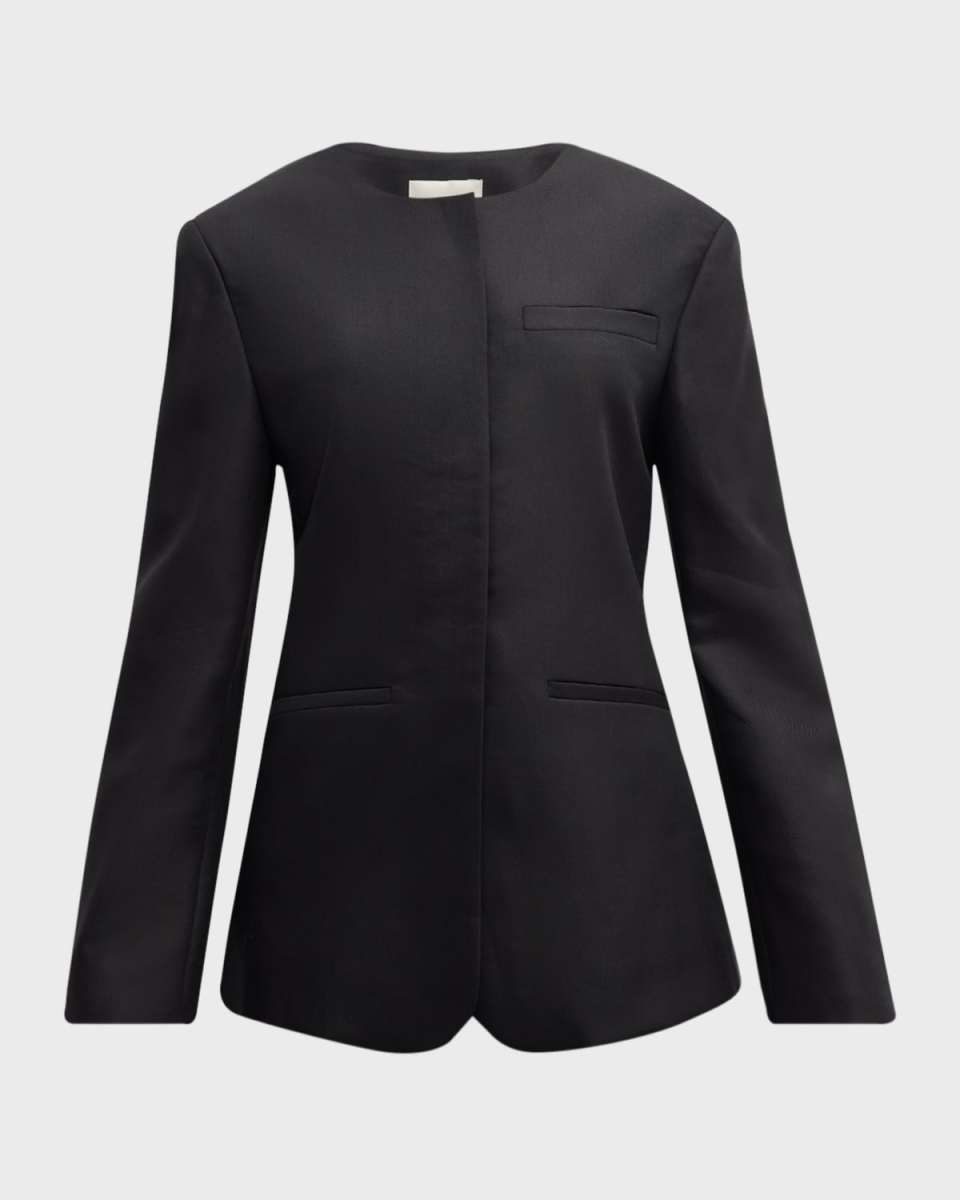 Lavena Single-Breasted Collarless Jacket