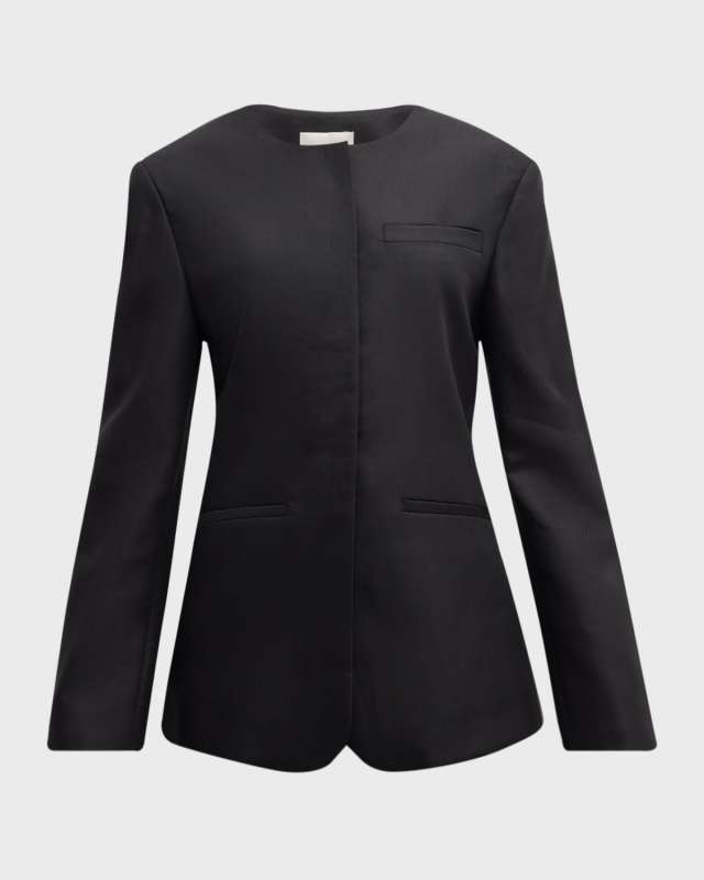 Lavena Single-Breasted Collarless Jacket