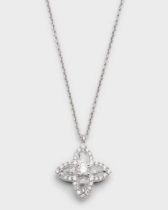 Blossom 18K White Gold Diamond Blossom Pendant Necklace, 18"L, 0.43tcw