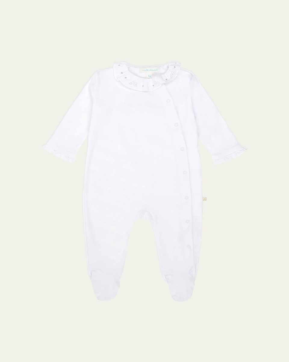 Girl's Pima Cotton Silver Angel Wing Sleepsuit, Size Newborn-18M