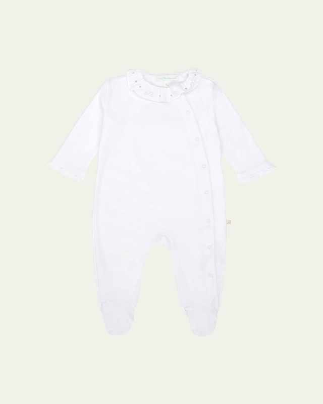 Girl's Pima Cotton Silver Angel Wing Sleepsuit, Size Newborn-18M