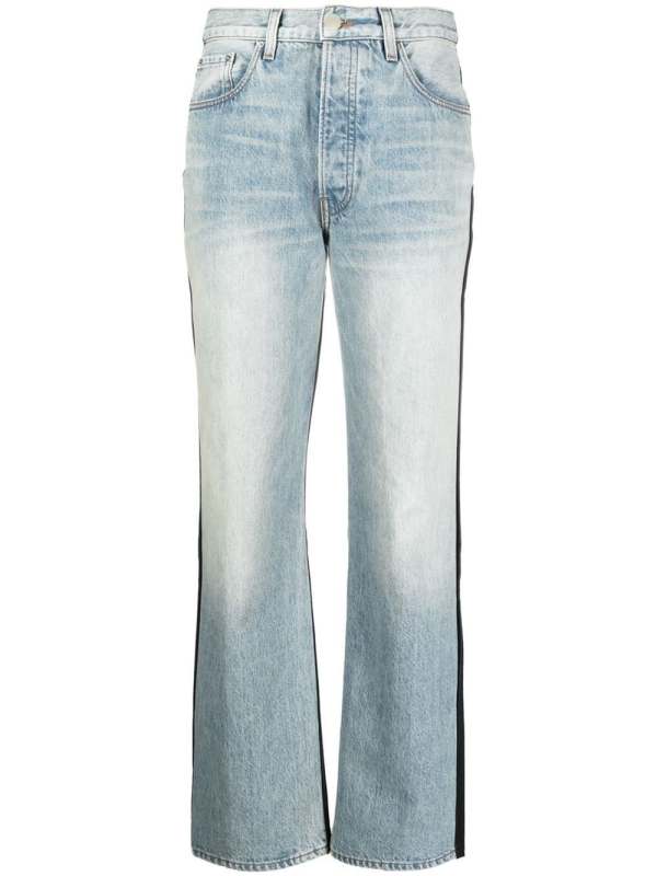 panelled straight-leg trousers