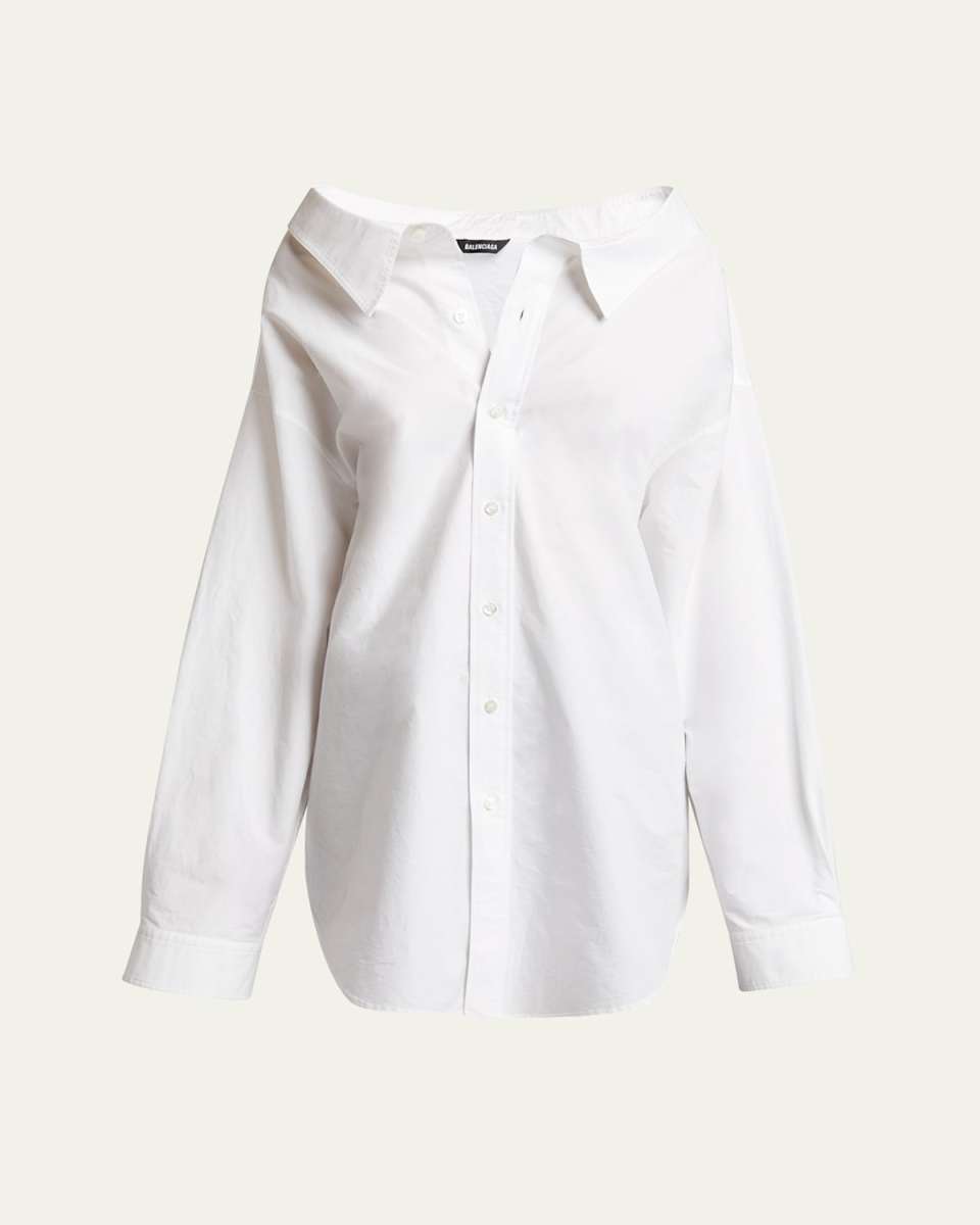 Off-Shoulder Oversized Poplin Shirt