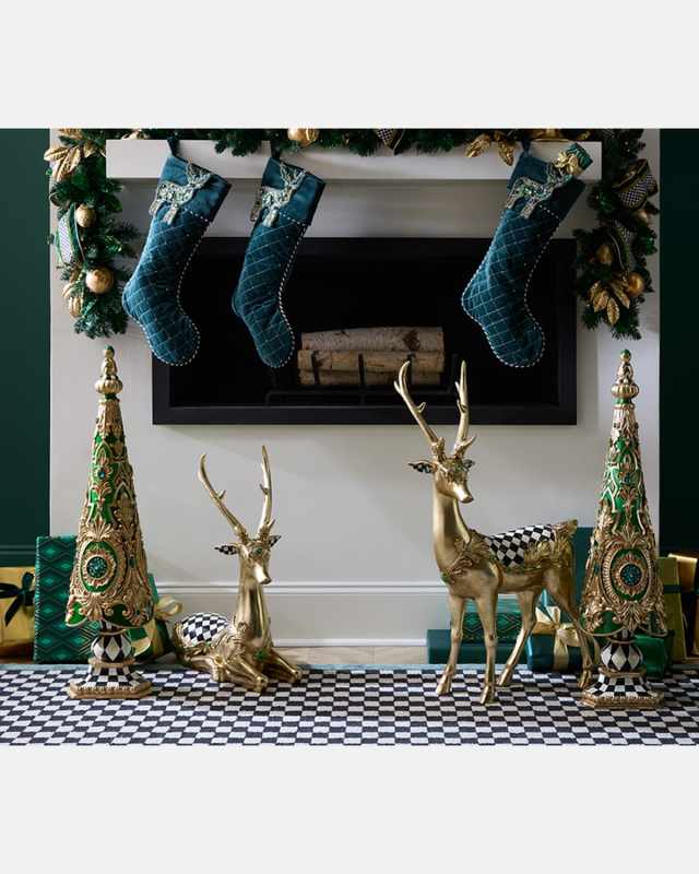 Emerald Luxe Standing Gold Deer Holiday Decor