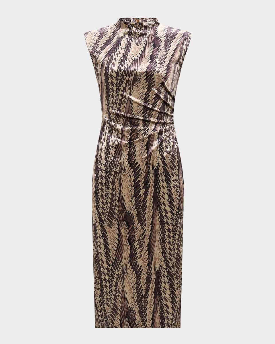 Darrius Ruched Abstract-Print Dress