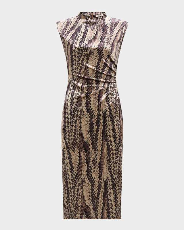 Darrius Ruched Abstract-Print Dress