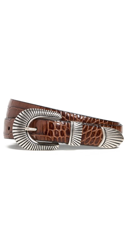 Anderson's Narrow Western Mock Croc Belt Medium Tan