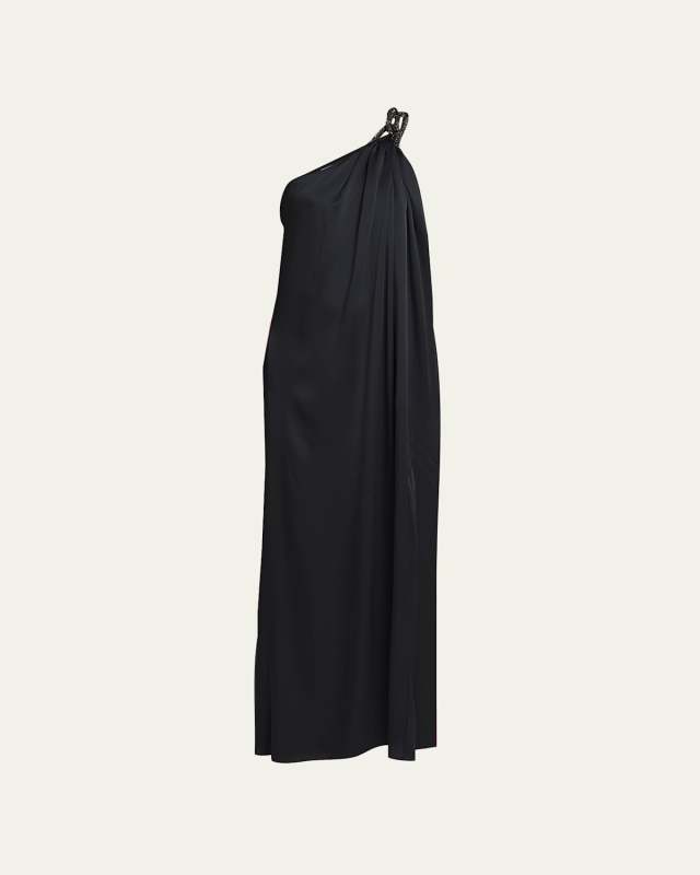 Falabella One-Shoulder Gown with Crystal Detail