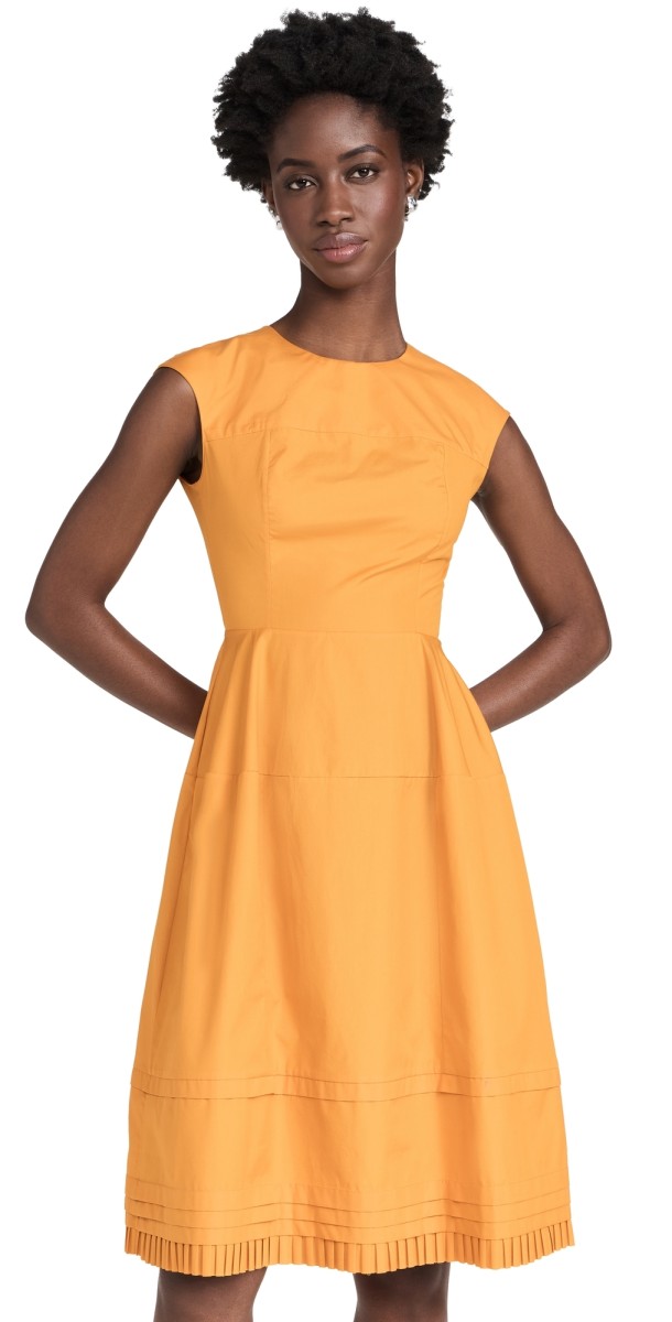 Marni Cotton Poplin Sleeveless Dress Light Orange