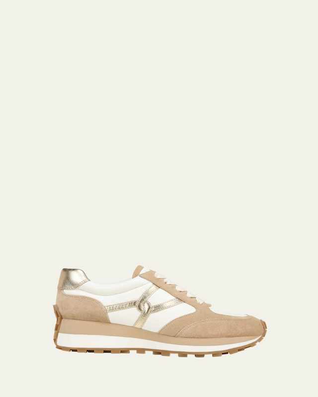 Valentina Mixed Leather Retro Sneakers