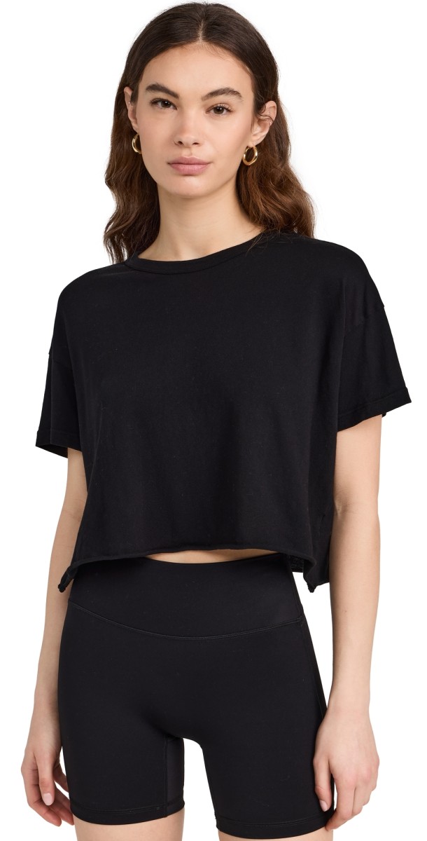Year of Ours YOS Cropped Tee Black