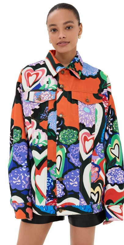 AREA Heart Printed Denim Jacket Multi