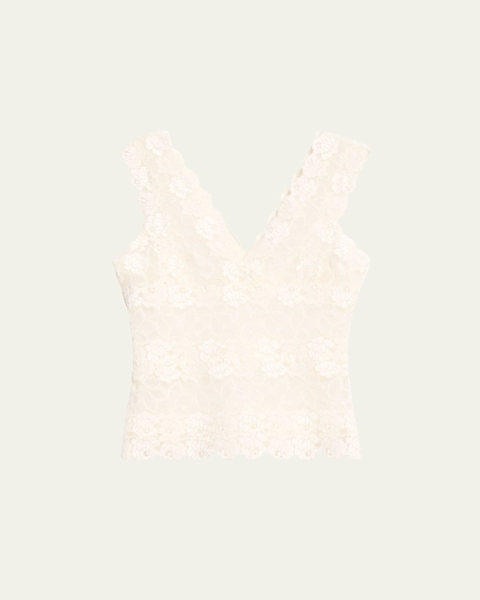 V-Neck Floral Lace Tank