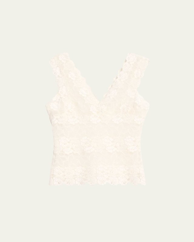 V-Neck Floral Lace Tank