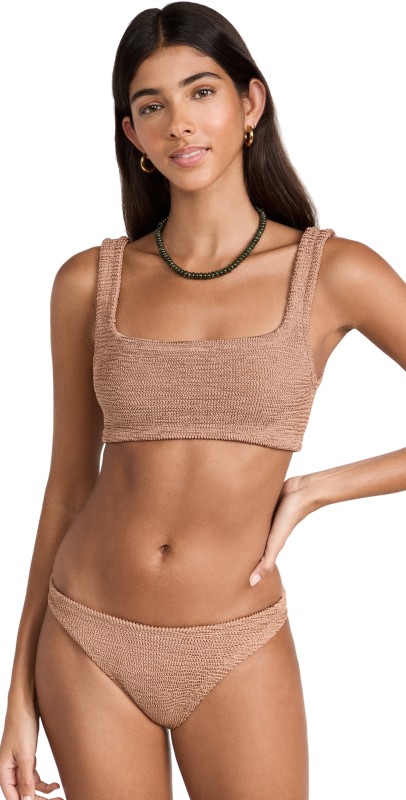 Hunza G Xandra Bikini Set Metallic Cocoa
