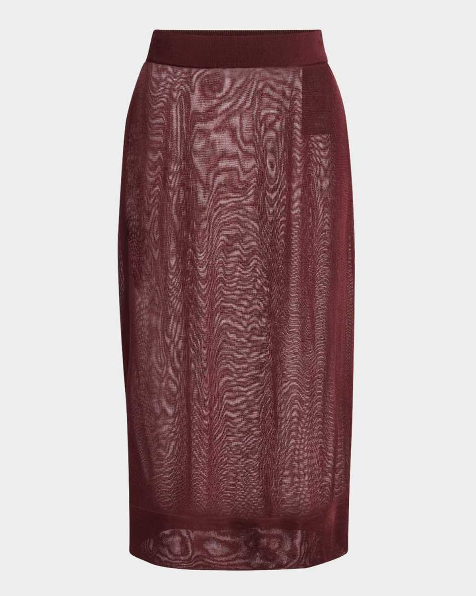 Sheer Knit Midi Pencil Skirt