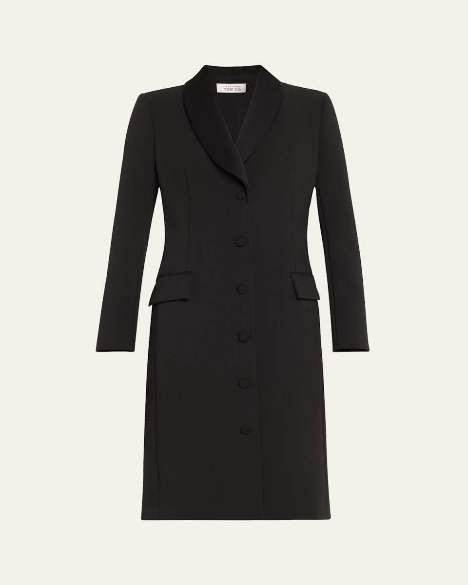 Shawl-Collar Crepe Tuxedo Dress