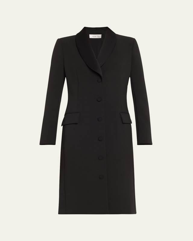 Shawl-Collar Crepe Tuxedo Dress