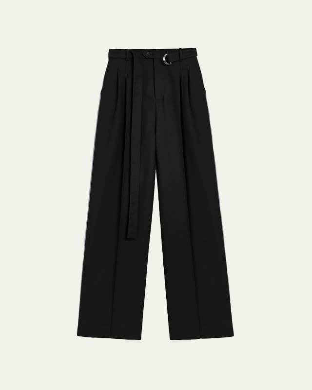 Signature Belted Tailored Wool Pants