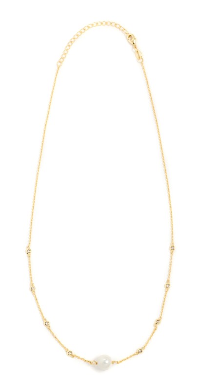 By Adina Eden Diamond by The Yard Pearl Necklace Gold