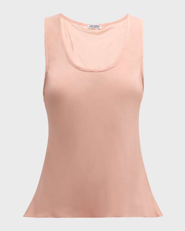 Scoop-Neck Matte Silk Charmeuse Tank