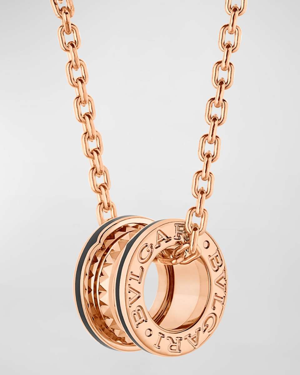 B. Zero1 Pendant Necklace in Pink Gold and Black Ceramic