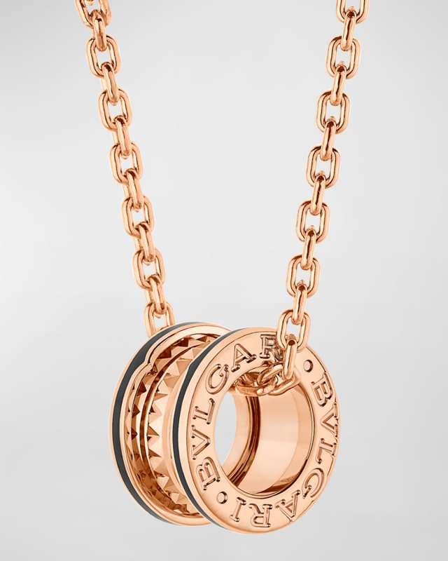 B. Zero1 Pendant Necklace in Pink Gold and Black Ceramic