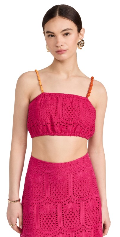 SUNDRESS Ivana Top Pineapple Eyelet Fuchsia