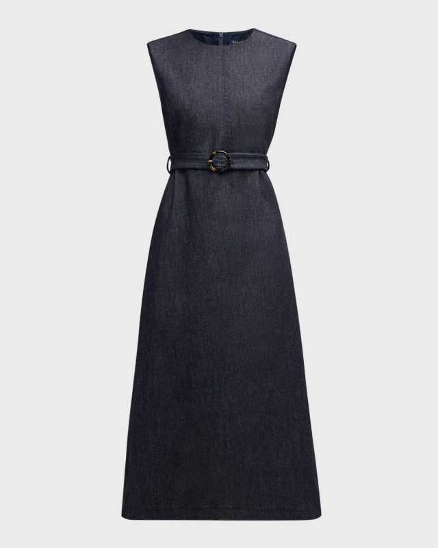 Lucilla Sleeveless Belted Denim Midi Dress