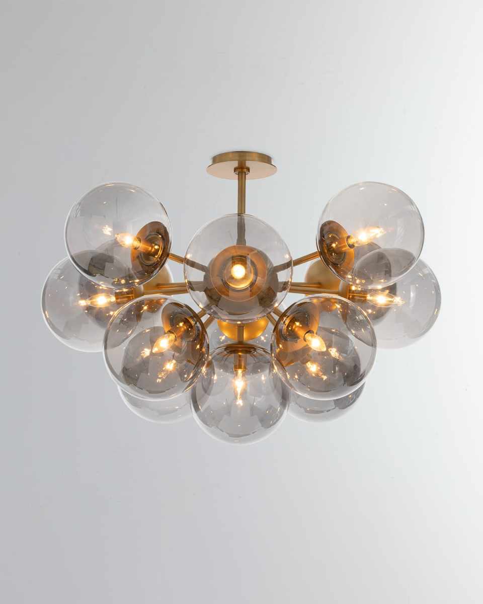 Shine 34" 13-Light Flush Mount, Smoke Glass