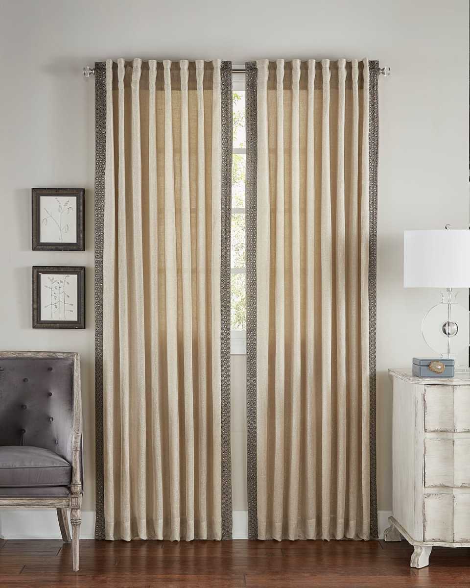 Zia Beaded Light-Filtering Curtain Panel, 108"
