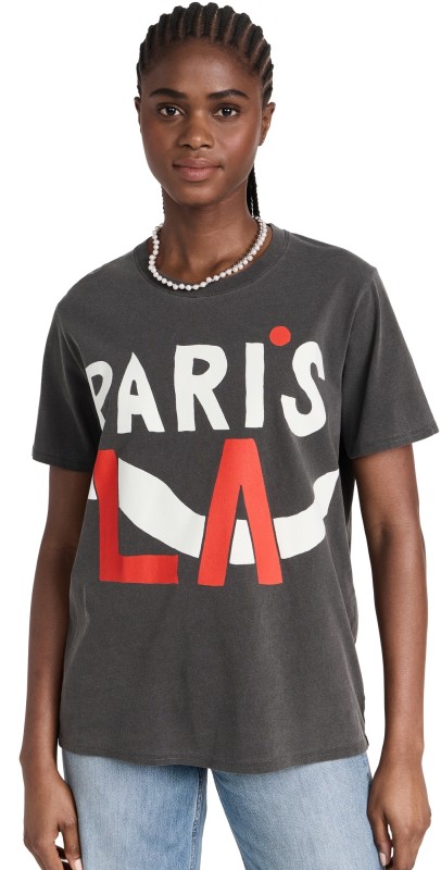 Clare V. Original Tee Faded Black w/ Cream