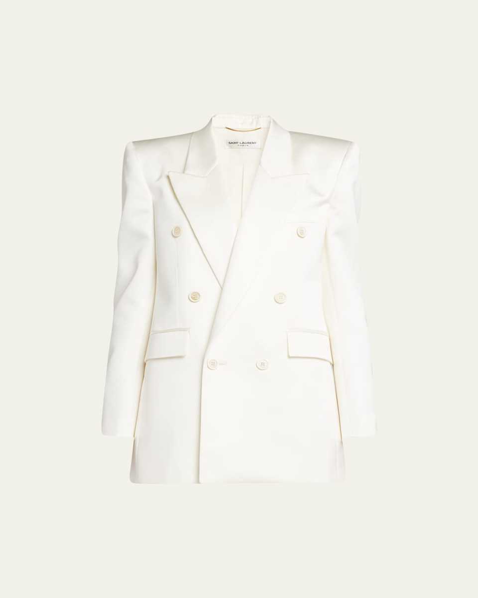 Silk Tuxedo Jacket with Padded Shoulders