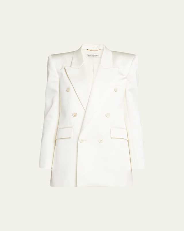 Silk Tuxedo Jacket with Padded Shoulders
