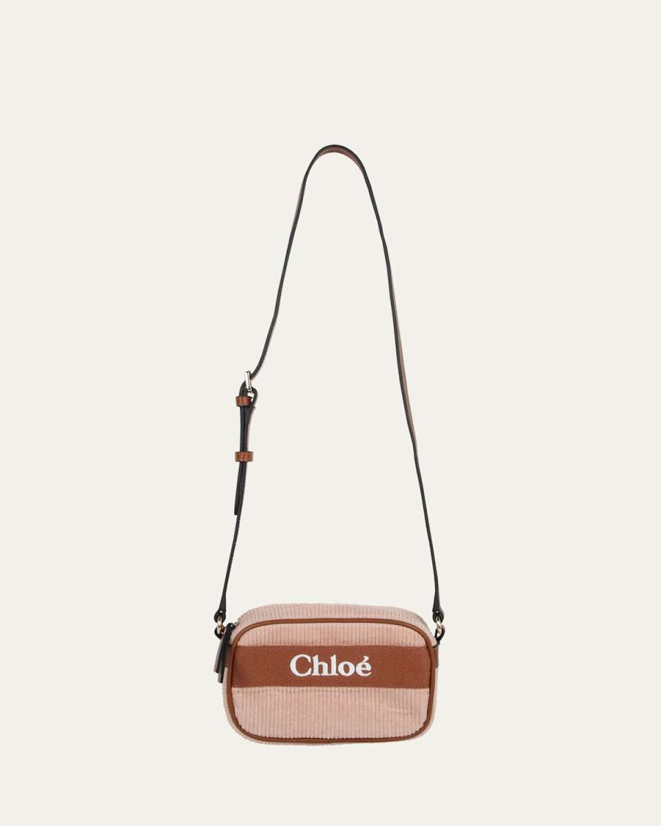 Girl's Faux Shearling Logo Crossbody Bag