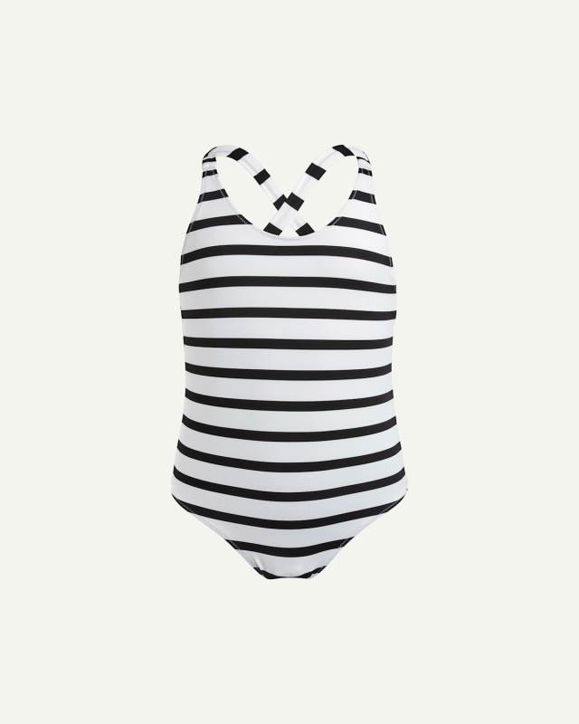 Girl's Rayures Striped One-Piece Swimsuit, Size 2-14