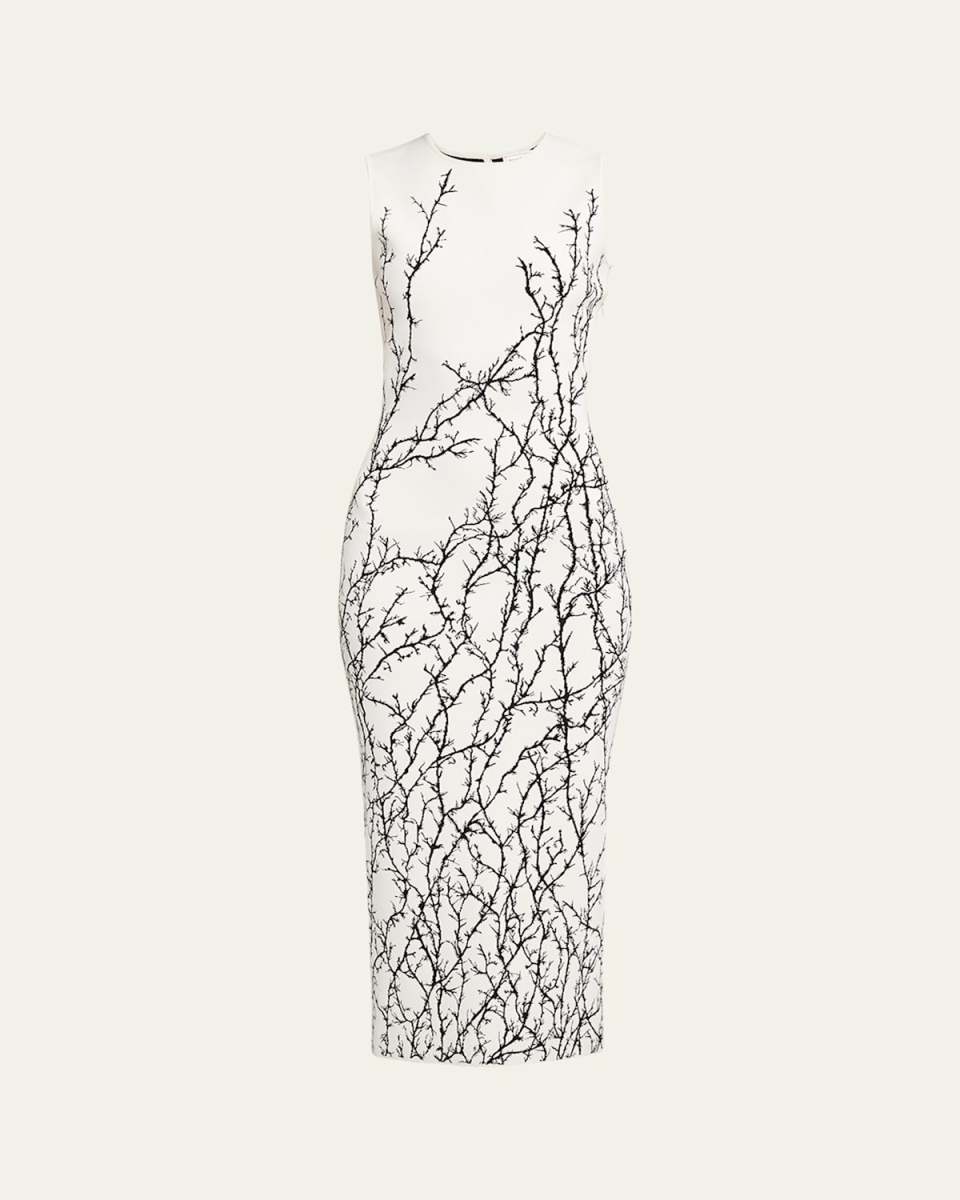 Thorn Embroidered Jacquard Midi Dress