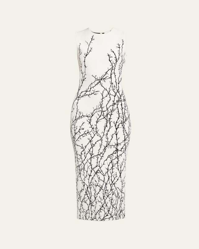 Thorn Embroidered Jacquard Midi Dress
