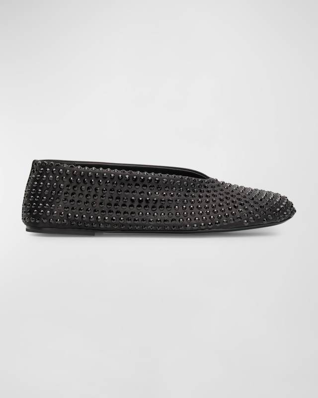 Marcy Crystal Stud Silk Ballerina Flats