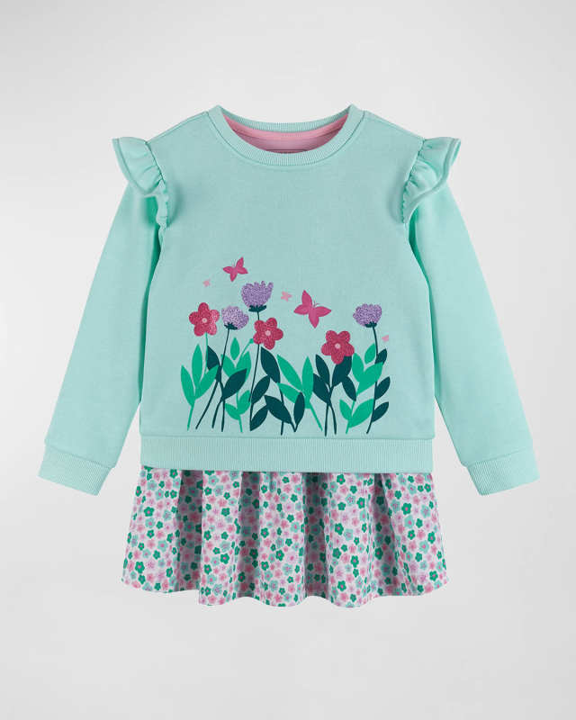Girl's Floral-Print Sweatshirt & Dress Set, Size 2T-6