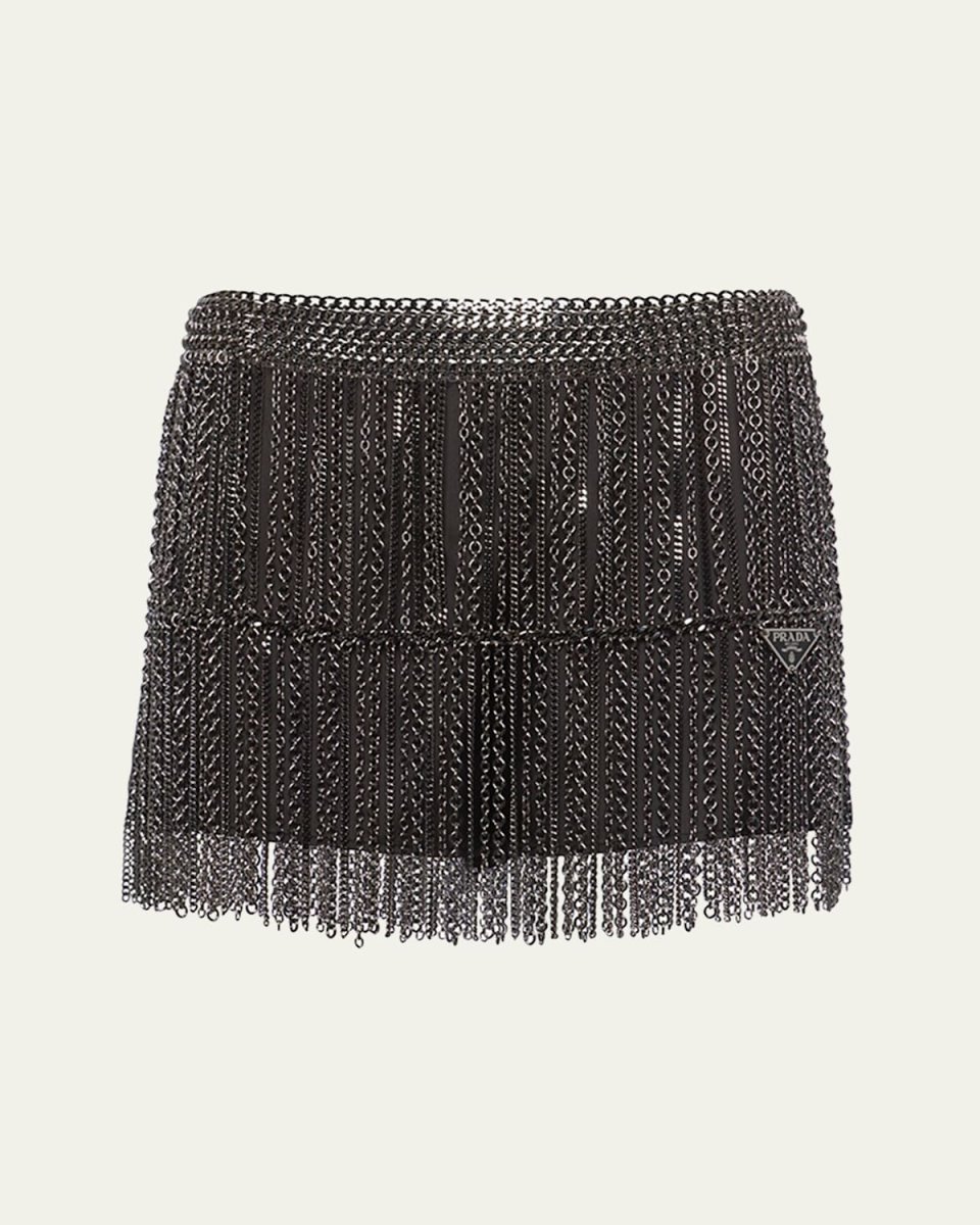 Metal Chain Fringe Mini Skirt