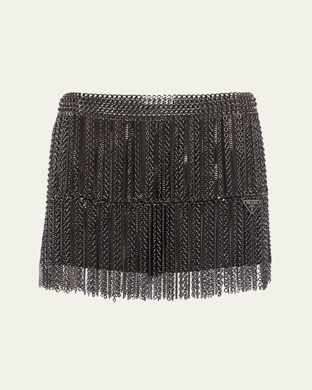 Metal Chain Fringe Mini Skirt