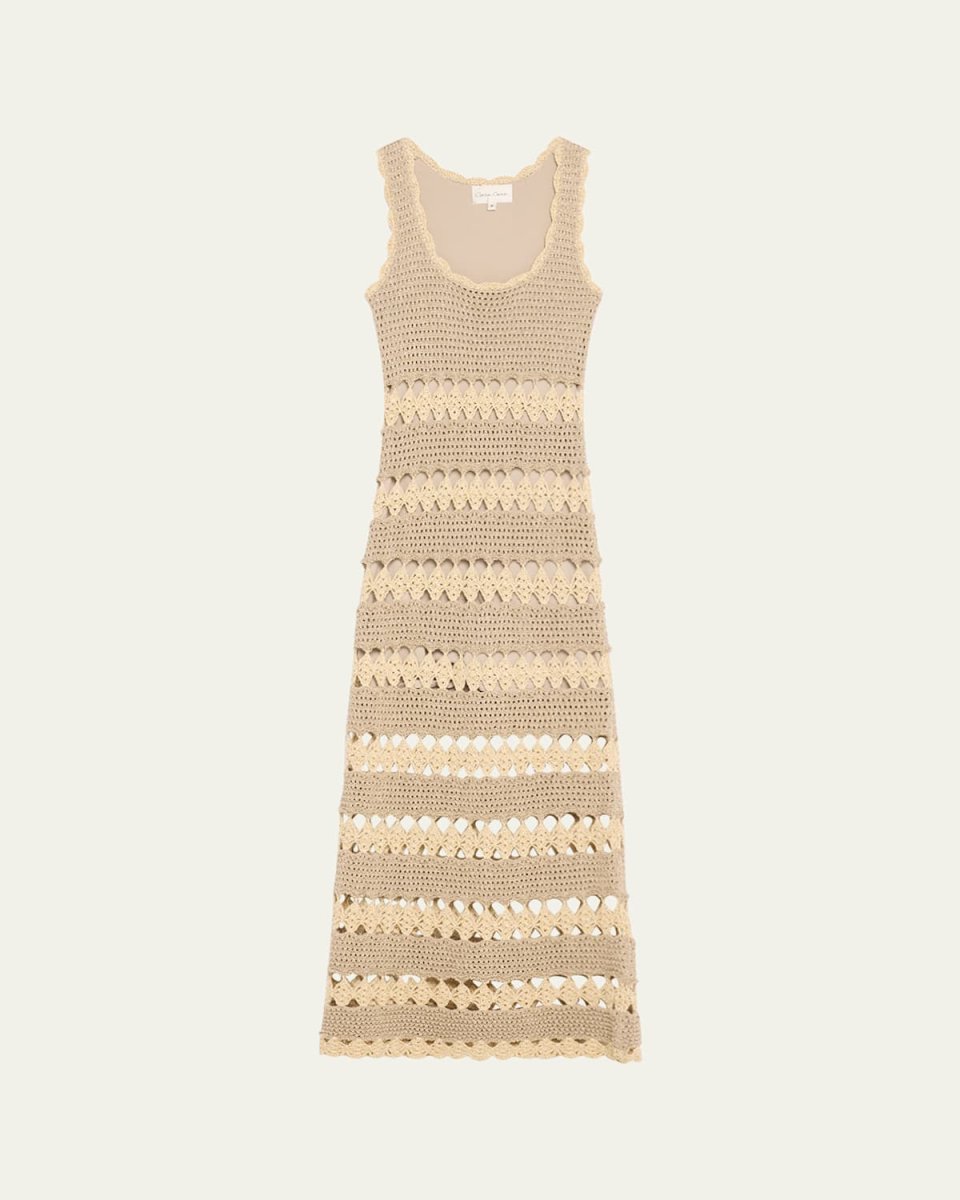 Joan Metallic Crochet Sleeveless Midi Sheath Dress