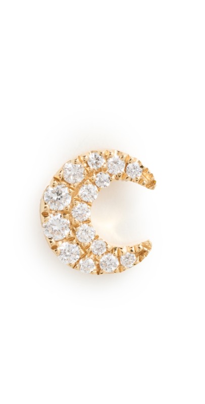 Maria Tash 18k 5.5mm Diamond Moon Ear Stud Yellow Gold