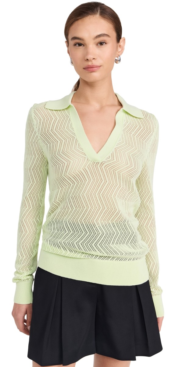 Proenza Schouler White Label Agnes Sweater In Zigzag Pointelle Pistachio