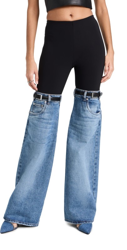 Coperni Hybrid Flare Denim Trousers Black/Washed Blue