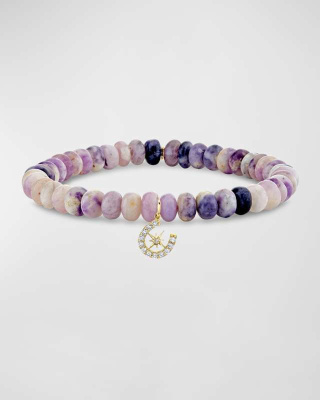 Beaded Opal Bracelet with Starbust Horseshoe Charm